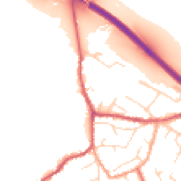 Daytime road noise heatmap for PE29 2AH