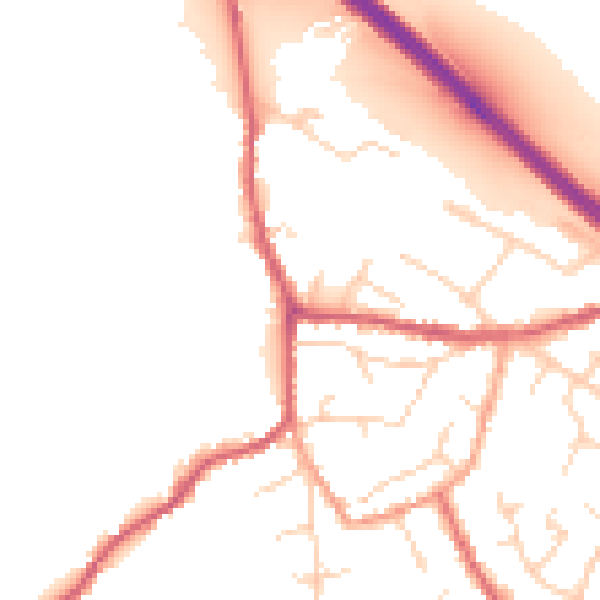 Daytime road noise heatmap for PE29 2AJ