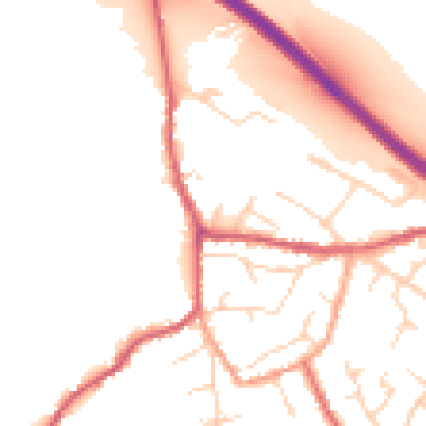 Daytime road noise heatmap for PE29 2AL