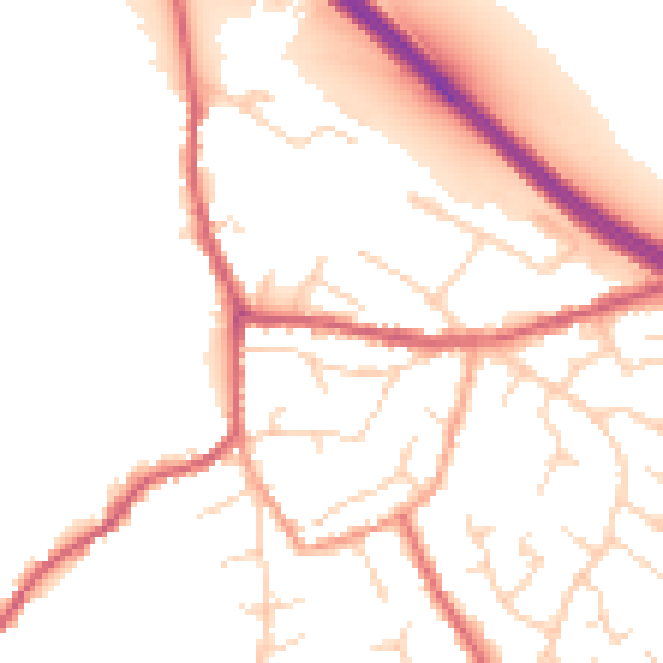 Daytime road noise heatmap for PE29 2AY
