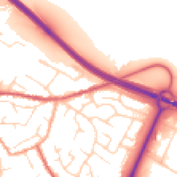 Daytime road noise heatmap for PE29 2BW