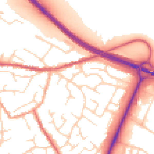 Daytime road noise heatmap for PE29 2BX