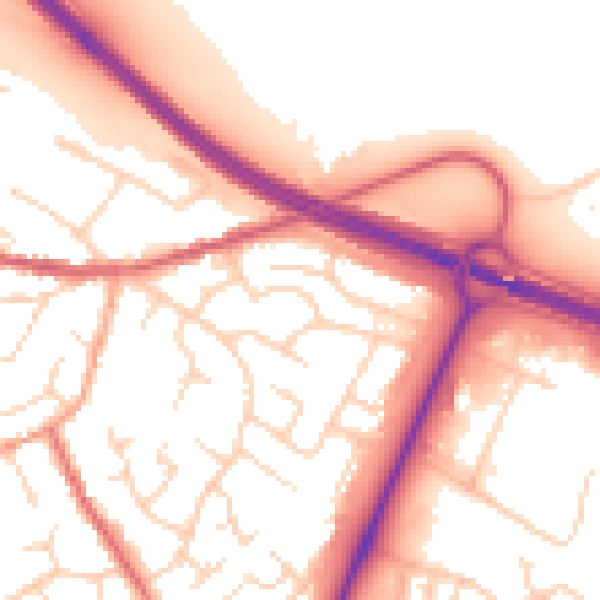 Daytime road noise heatmap for PE29 2BY