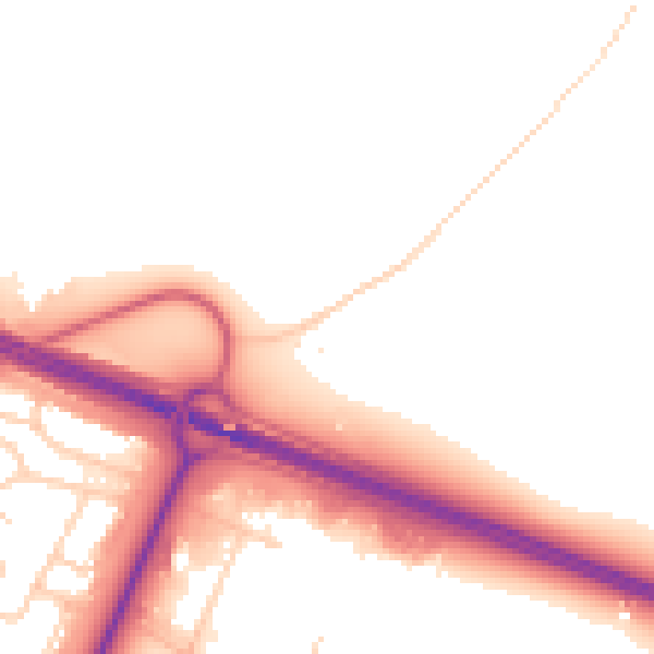Daytime road noise heatmap for PE29 2EJ