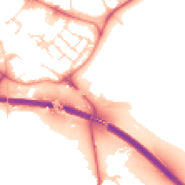 Daytime road noise heatmap for PE29 2ER