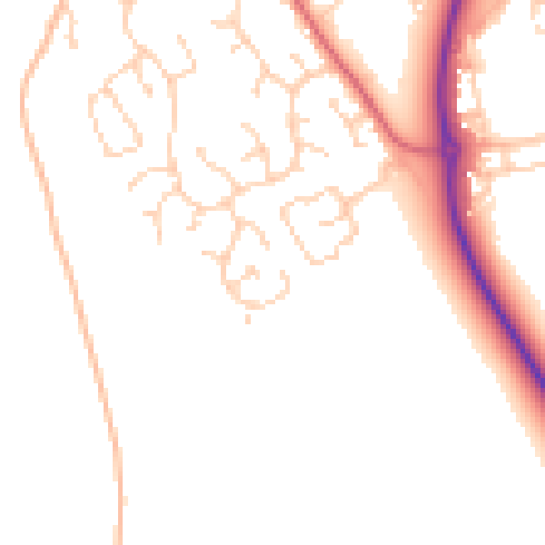 Daytime road noise heatmap for PE29 2EZ