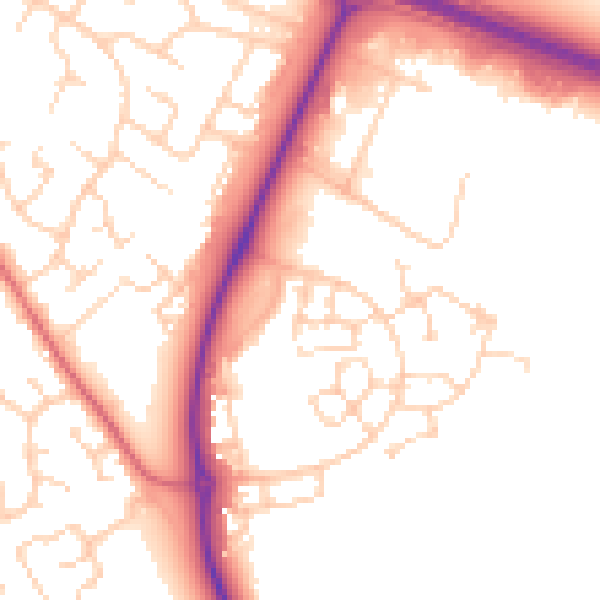 Daytime road noise heatmap for PE29 2FA