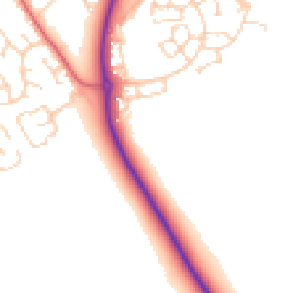 Daytime road noise heatmap for PE29 2FH