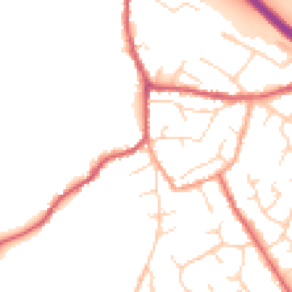 Daytime road noise heatmap for PE29 2HE