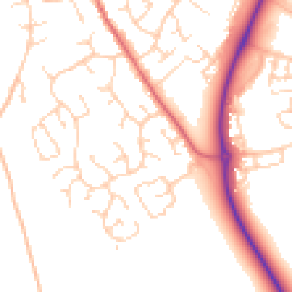 Daytime road noise heatmap for PE29 2LP