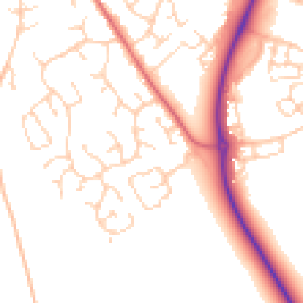 Daytime road noise heatmap for PE29 2LY