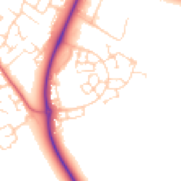 Daytime road noise heatmap for PE29 2NQ