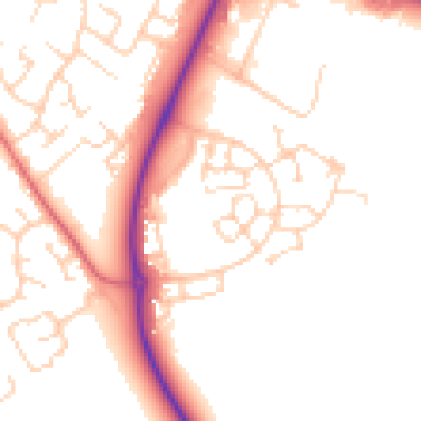 Daytime road noise heatmap for PE29 2NT