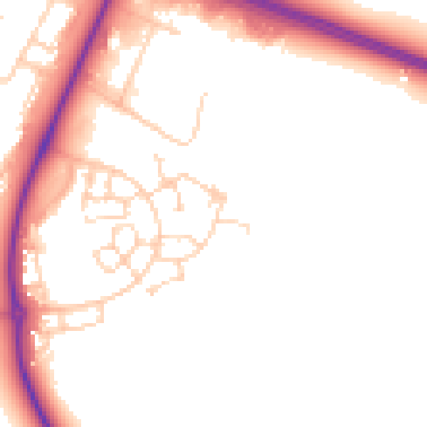 Daytime road noise heatmap for PE29 2PB