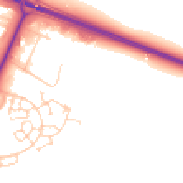 Daytime road noise heatmap for PE29 2PW