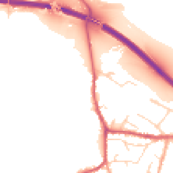 Daytime road noise heatmap for PE29 2QU