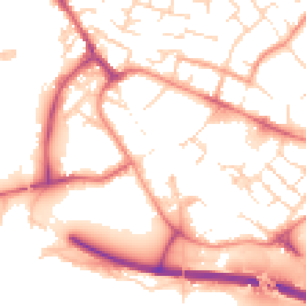 Daytime road noise heatmap for PE29 3AD