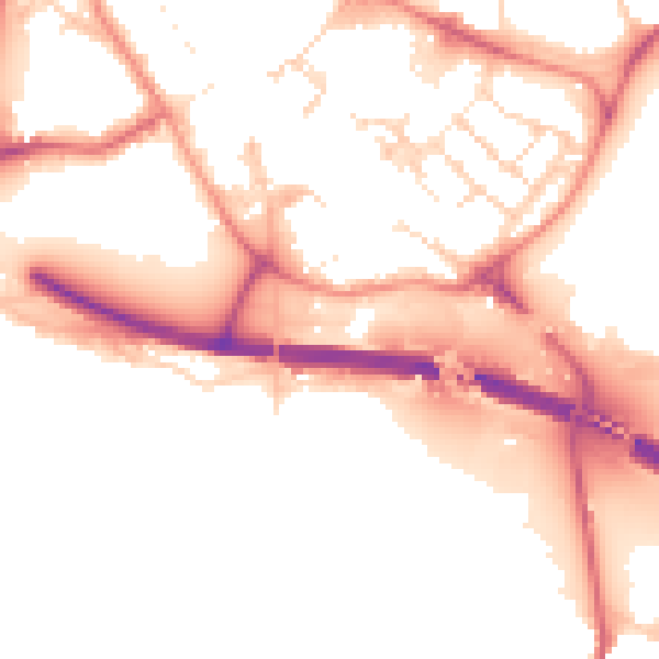 Daytime road noise heatmap for PE29 3AS