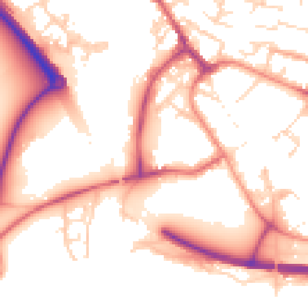 Daytime road noise heatmap for PE29 3BH