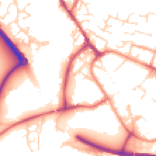 Daytime road noise heatmap for PE29 3BX
