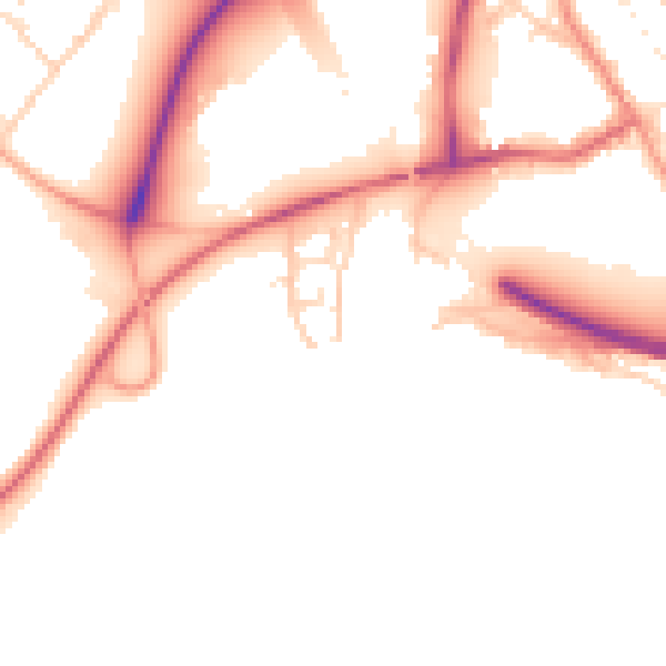 Daytime road noise heatmap for PE29 3DB