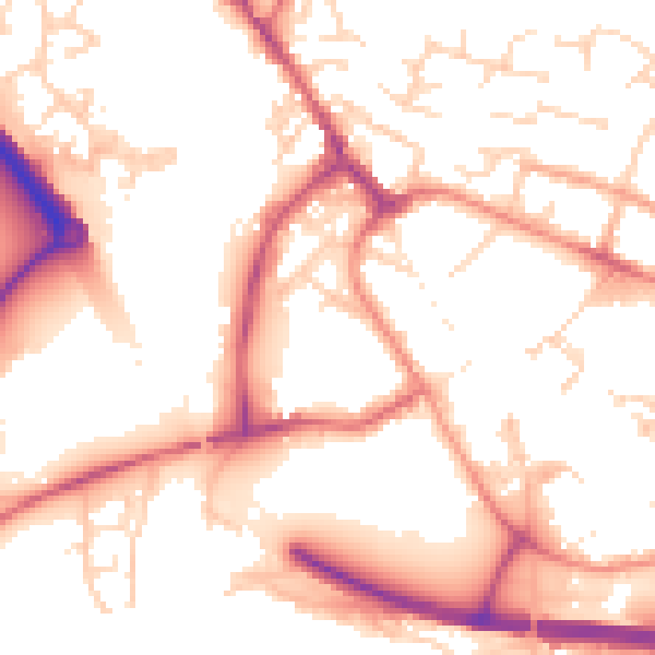 Daytime road noise heatmap for PE29 3DE