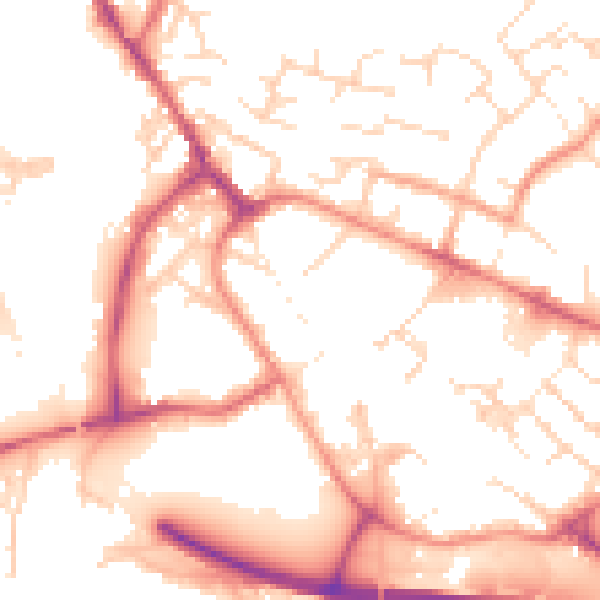Daytime road noise heatmap for PE29 3DP