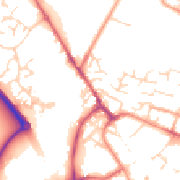 Daytime road noise heatmap for PE29 3EX