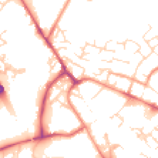 Daytime road noise heatmap for PE29 3HN