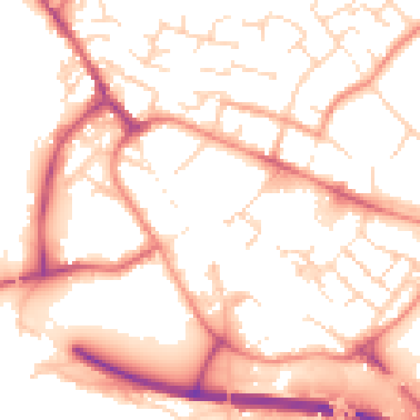 Daytime road noise heatmap for PE29 3LR