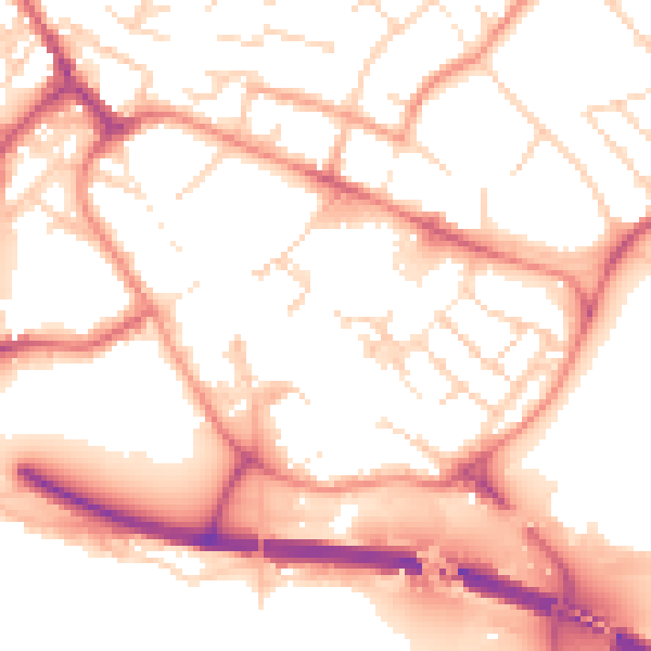 Daytime road noise heatmap for PE29 3NL