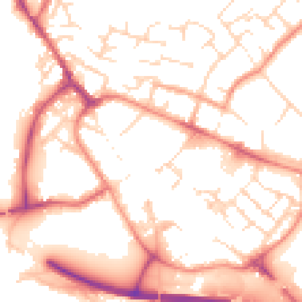 Daytime road noise heatmap for PE29 3PD