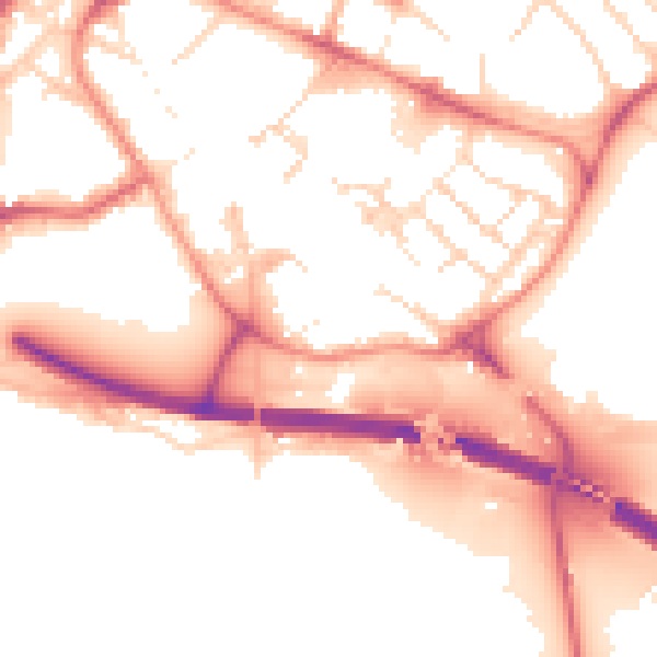 Daytime road noise heatmap for PE29 3PF