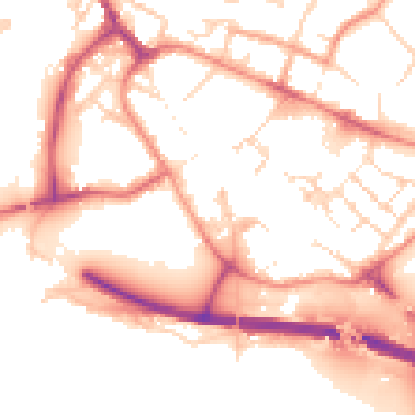 Daytime road noise heatmap for PE29 3PT