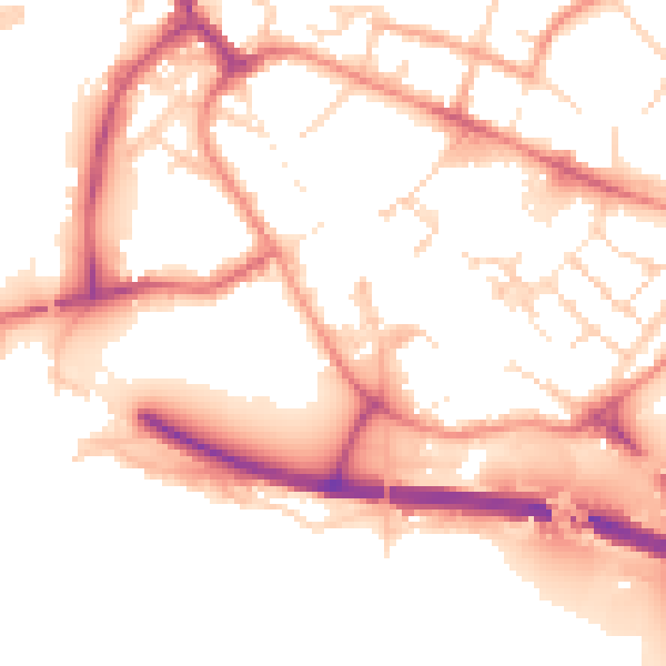 Daytime road noise heatmap for PE29 3PU