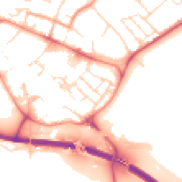 Daytime road noise heatmap for PE29 3QL