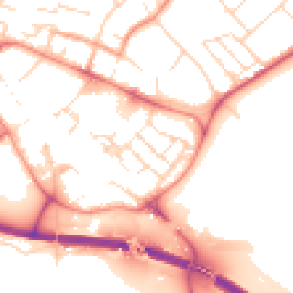 Daytime road noise heatmap for PE29 3QR