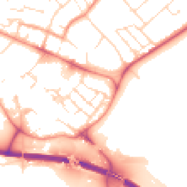 Daytime road noise heatmap for PE29 3QW