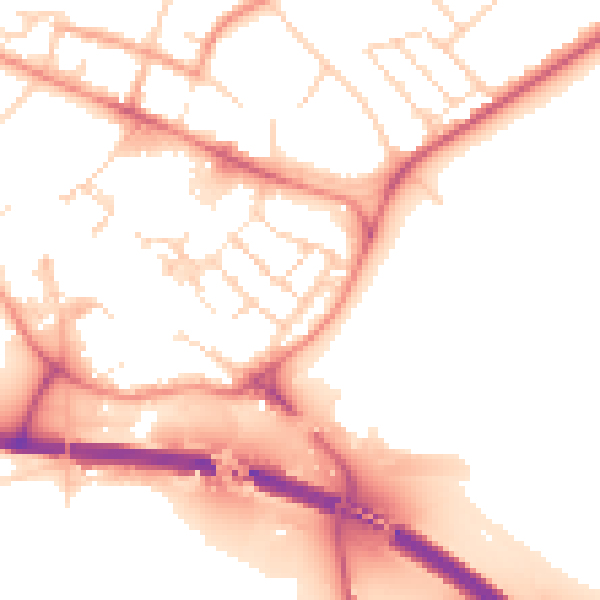 Daytime road noise heatmap for PE29 3QX