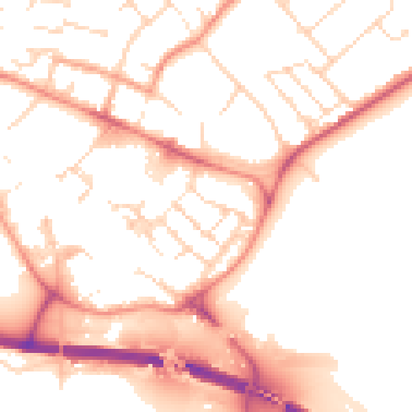 Daytime road noise heatmap for PE29 3RG