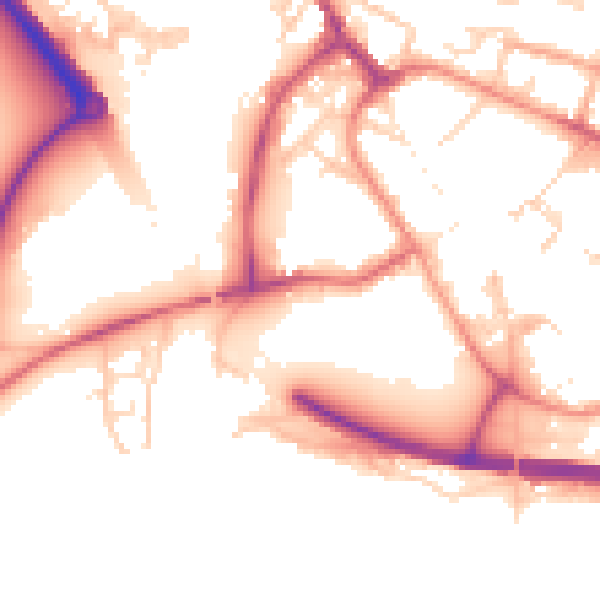 Daytime road noise heatmap for PE29 3TR