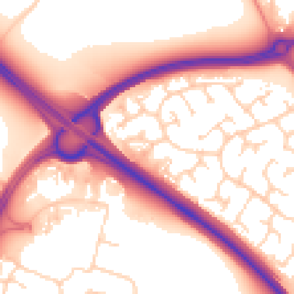 Daytime road noise heatmap for PE29 6GB