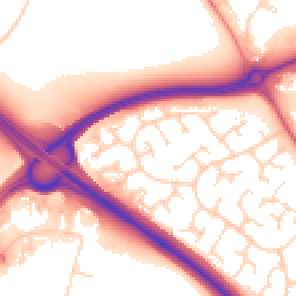 Daytime road noise heatmap for PE29 6GE