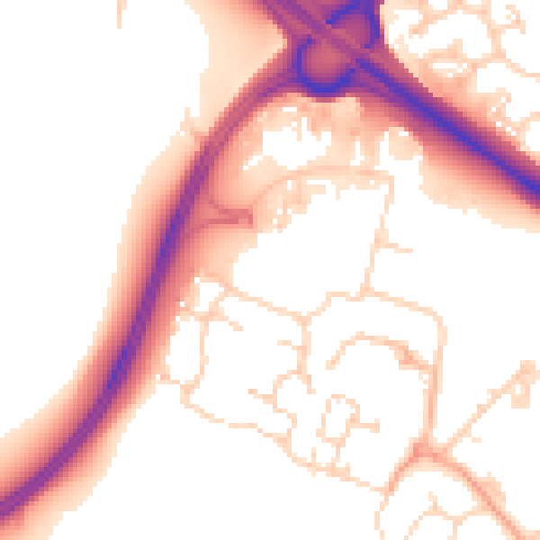 Daytime road noise heatmap for PE29 6GQ