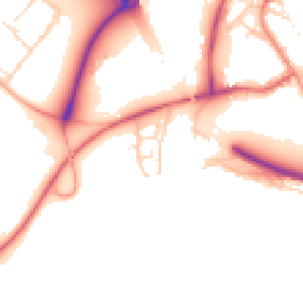 Daytime road noise heatmap for PE29 6GS