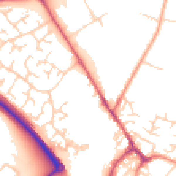 Daytime road noise heatmap for PE29 6HJ