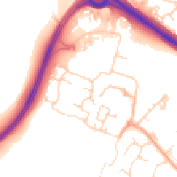 Daytime road noise heatmap for PE29 6JD