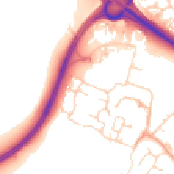 Daytime road noise heatmap for PE29 6JF