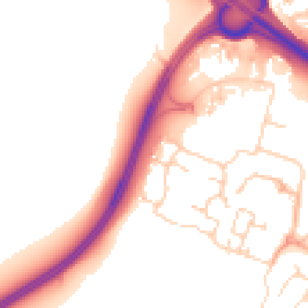 Daytime road noise heatmap for PE29 6JJ