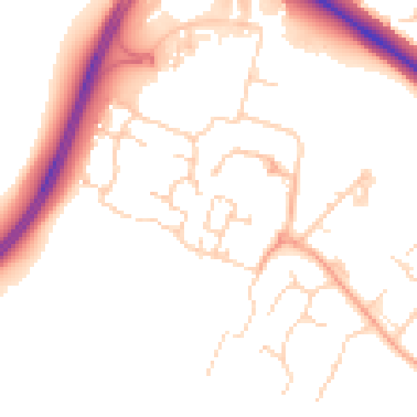 Daytime road noise heatmap for PE29 6LD